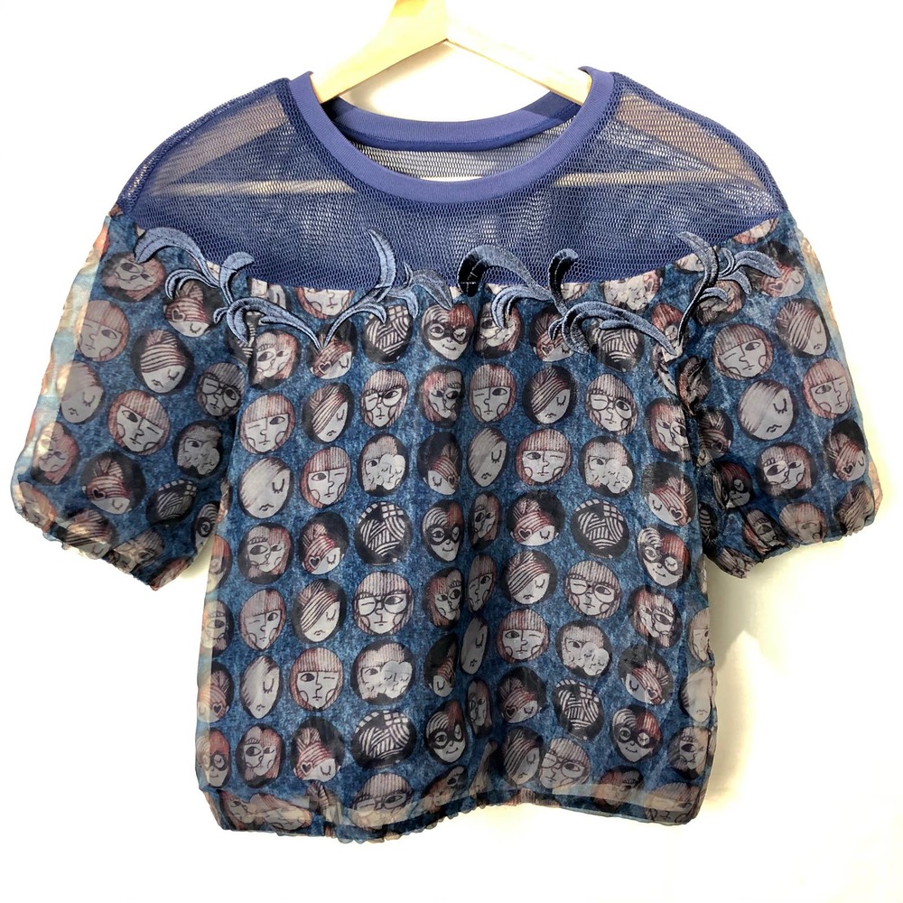 Five Plus Music Mood Faces Crop Top